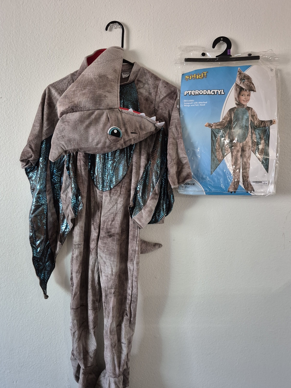 Pterodactyl Kids Costume - Gray with Blue Accent 5-6t